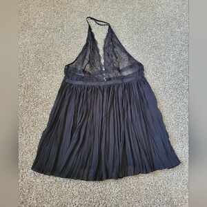 Victoria Secret Black Chemise with Ruffled Hem and A-Line Silhouette
